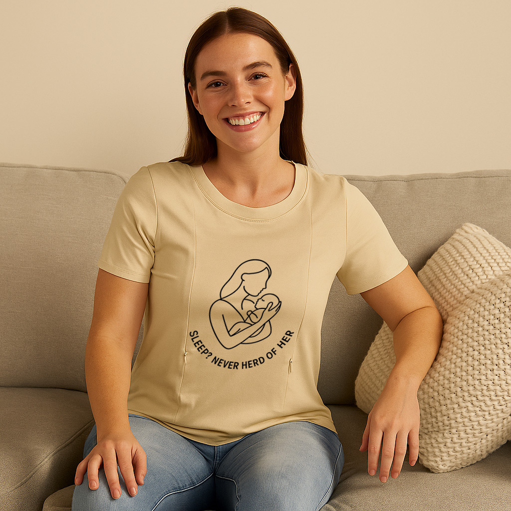"Sleep? Never Heard of Her" Nursing T-Shirt | Side Zipp | brand