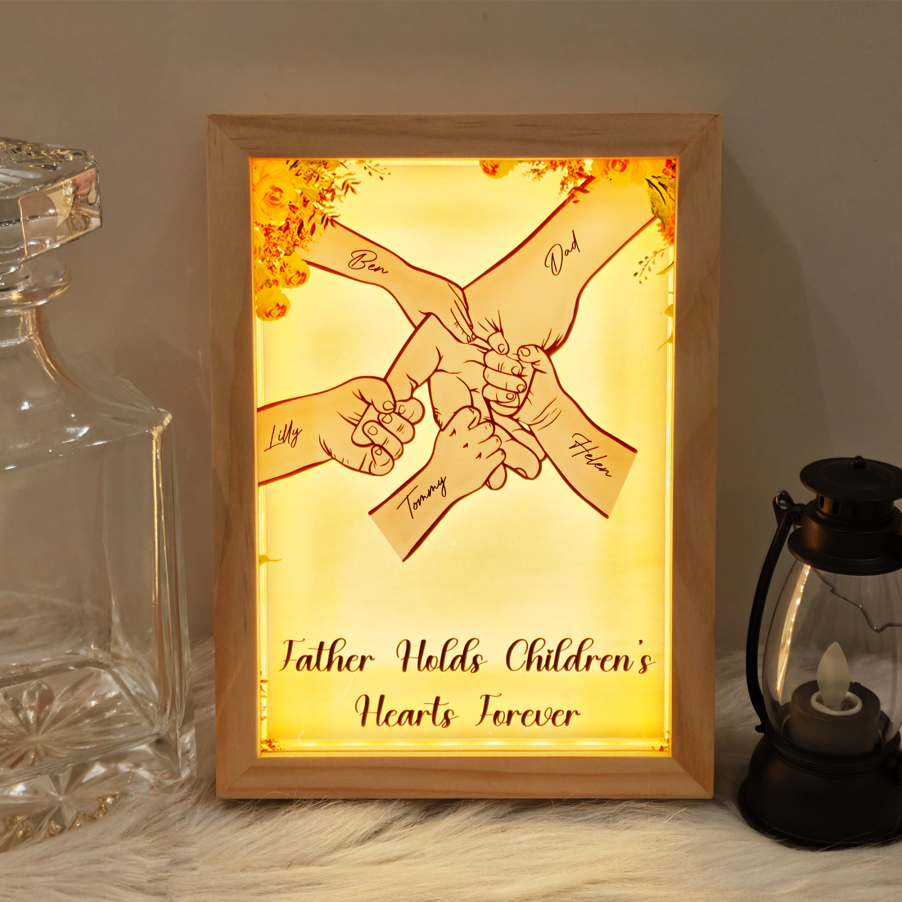 Dad Everything We Are Is Because Of You -  Personalized frame lightbox