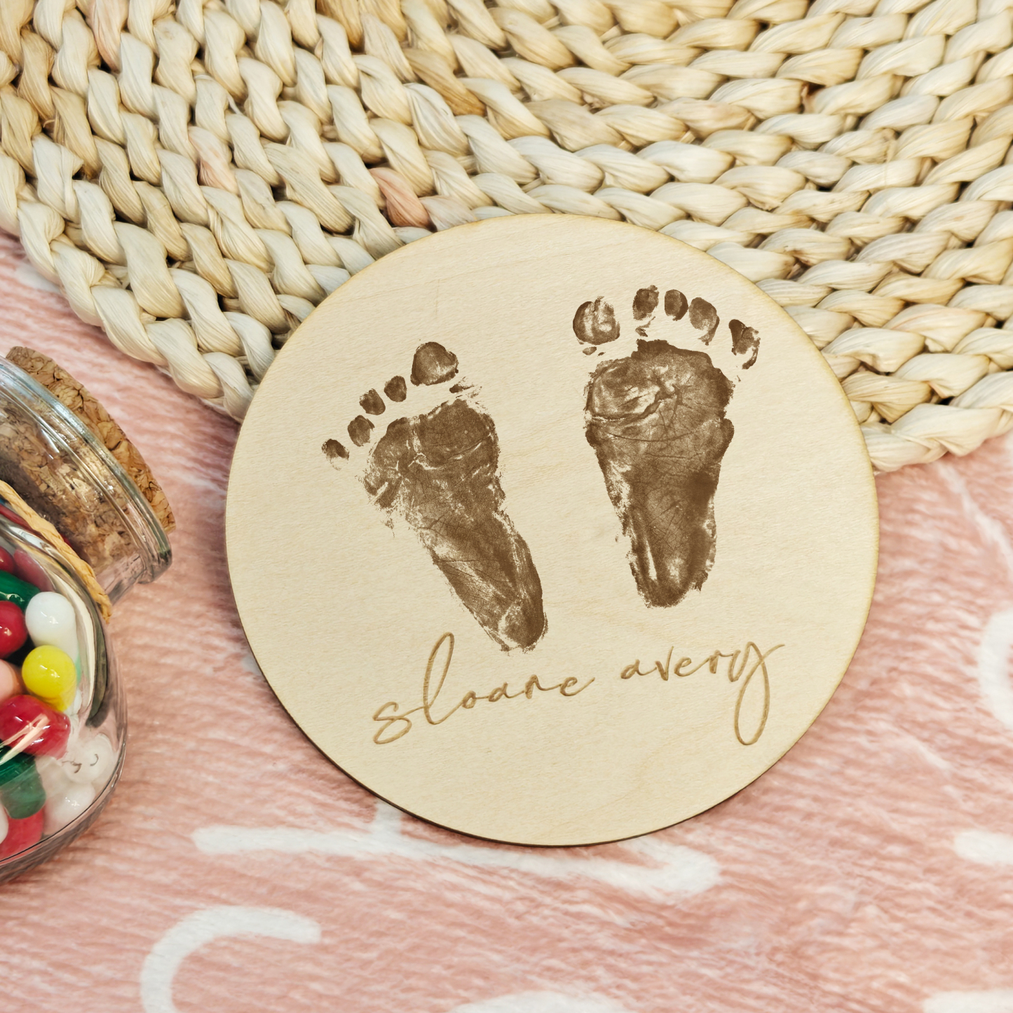 Personalized Baby Footprint Wood Block