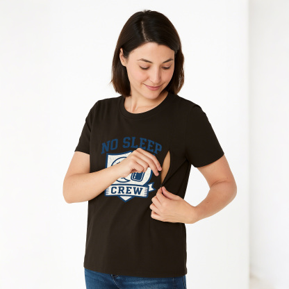 No Sleep Crew Nursing T-Shirt | Side Zipper Breastfeedi | brand