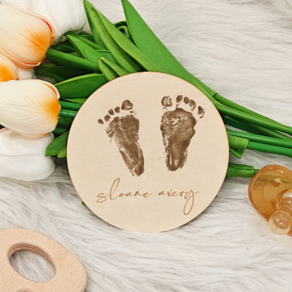 Personalized Baby Footprint Wood Block