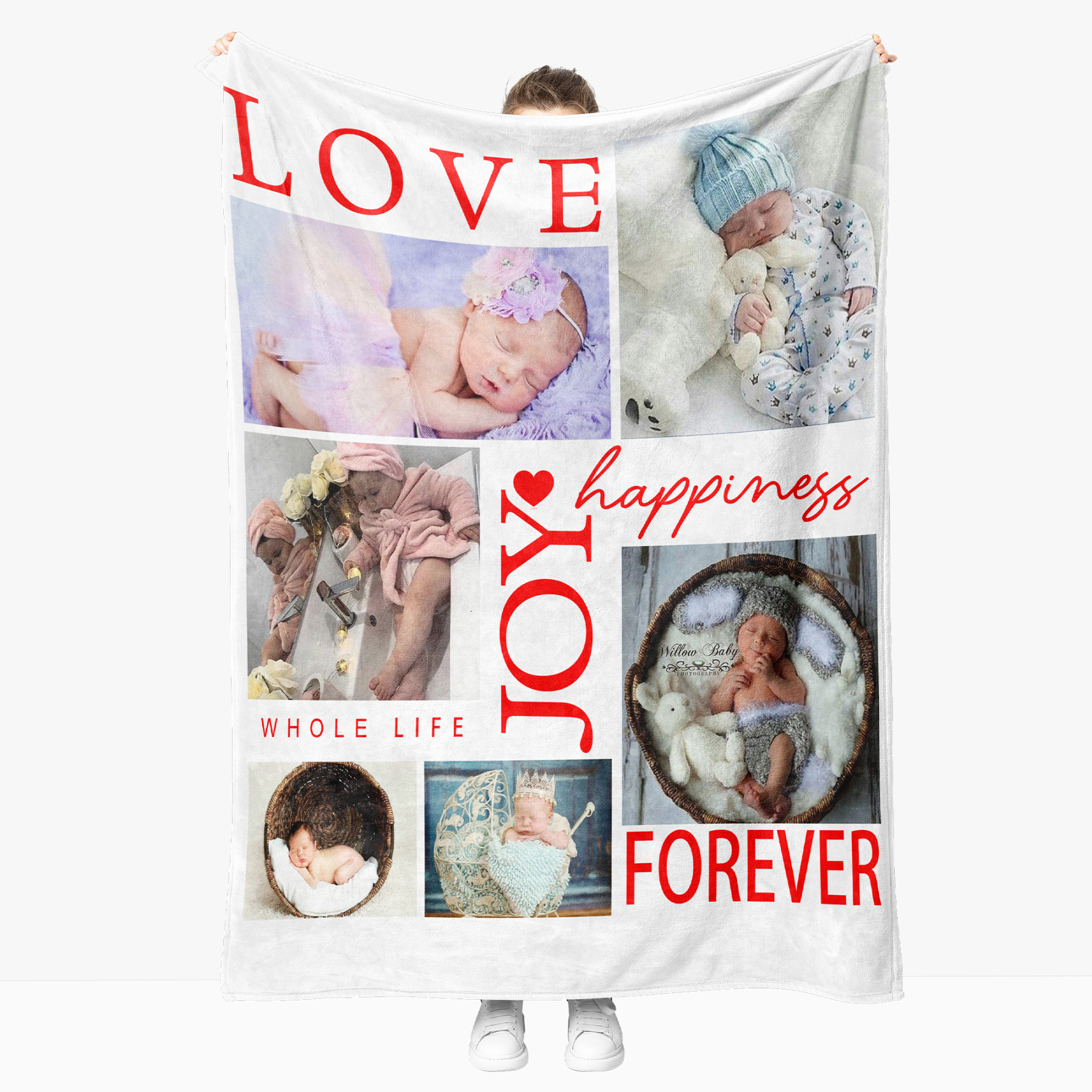 Personalized Father's Day Fleece Blanket with 6 Photos & Text