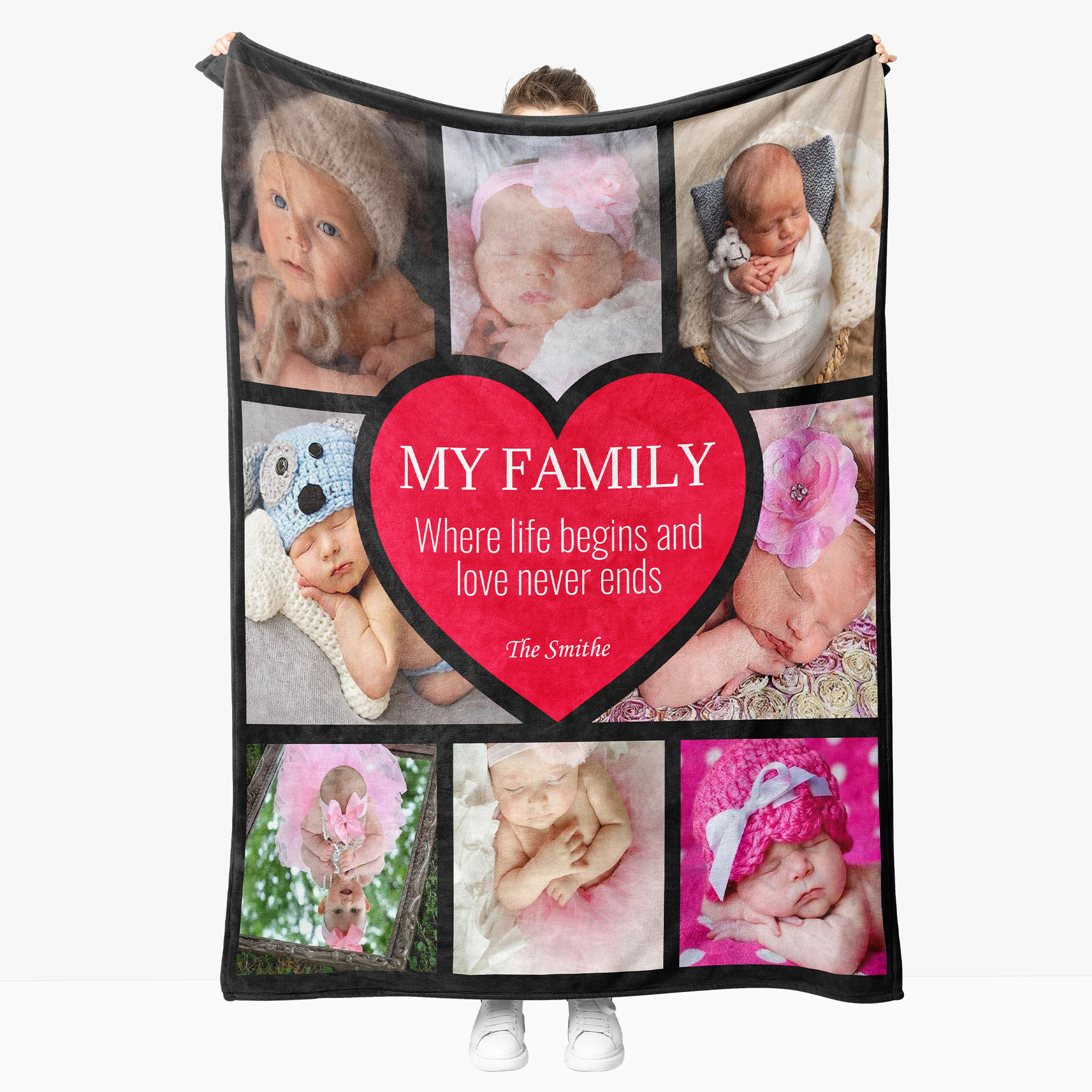 Personalized Father's Day Fleece Blanket with 8 Photos & Text