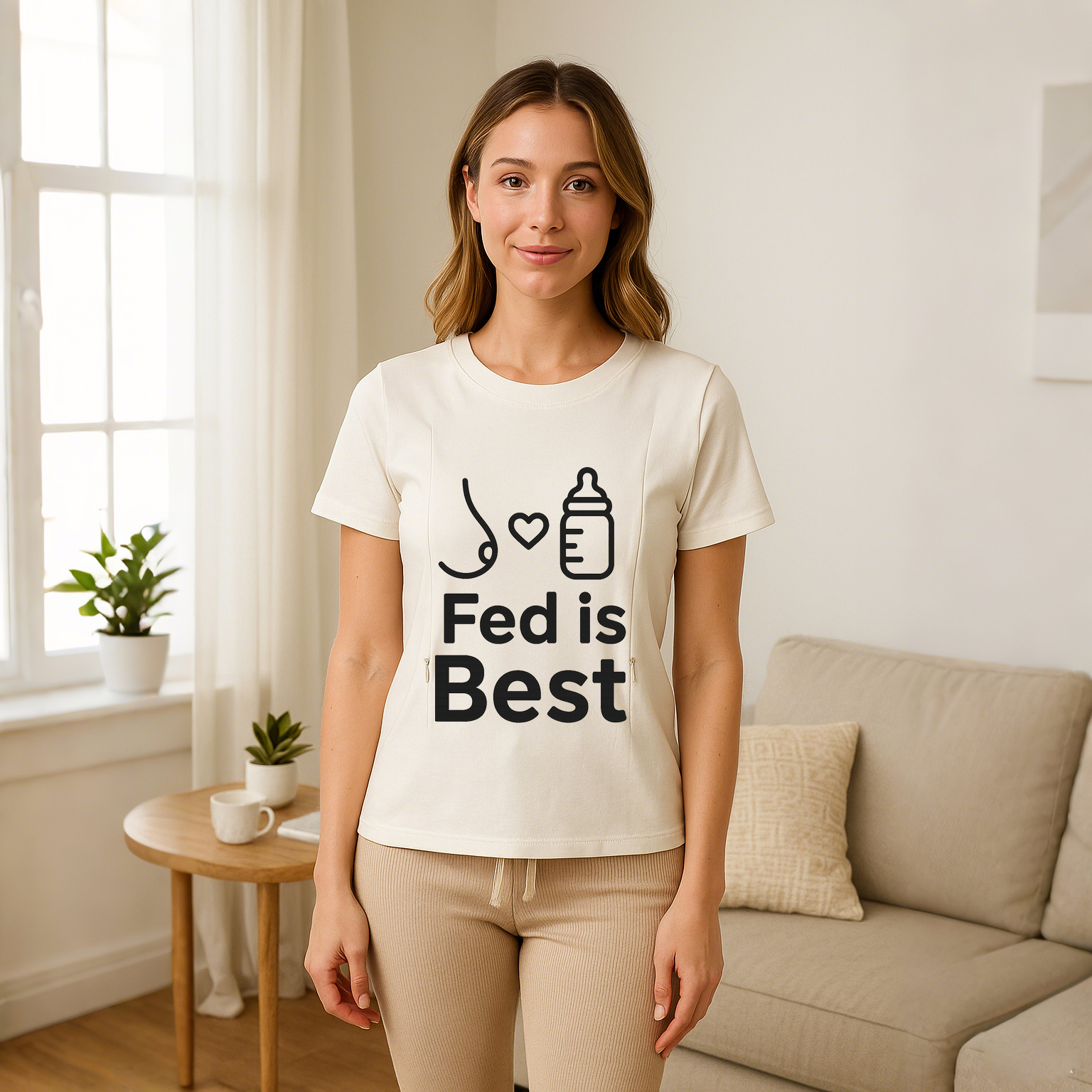 Fed Is Best Nursing T-Shirt | Side Zipper Access | Totkeeps