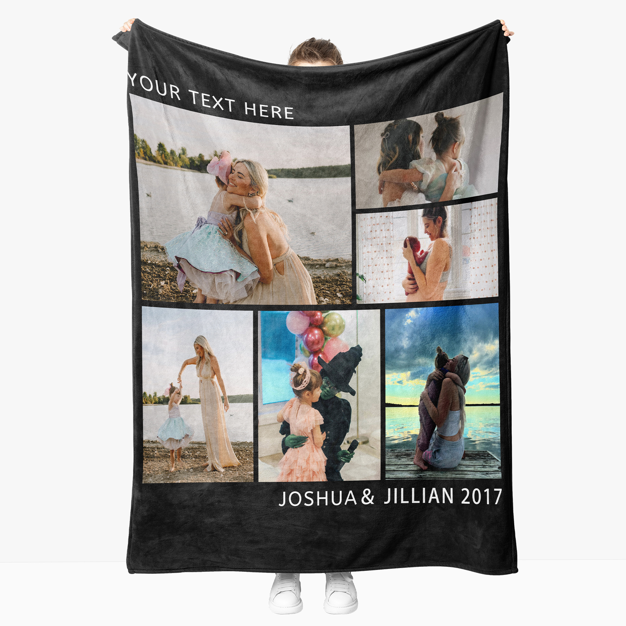 [Copy]Personalized Father's Day Fleece Blanket with 8 Photos & Text & Time