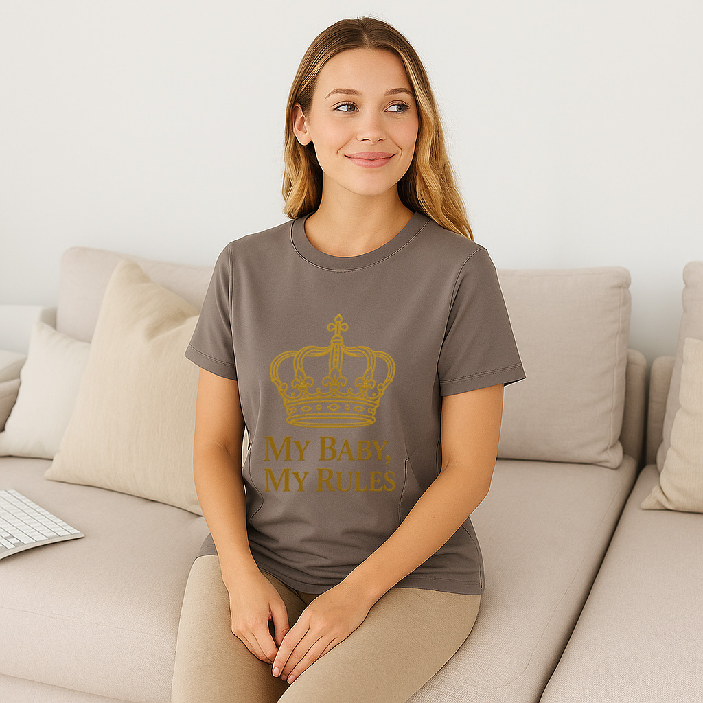 "My Baby My Rules" Nursing Tee | Side Zipper Breastfeed | brand