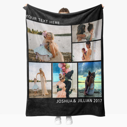 [Copy]Personalized Father's Day Fleece Blanket with 8 Photos & Text & Time