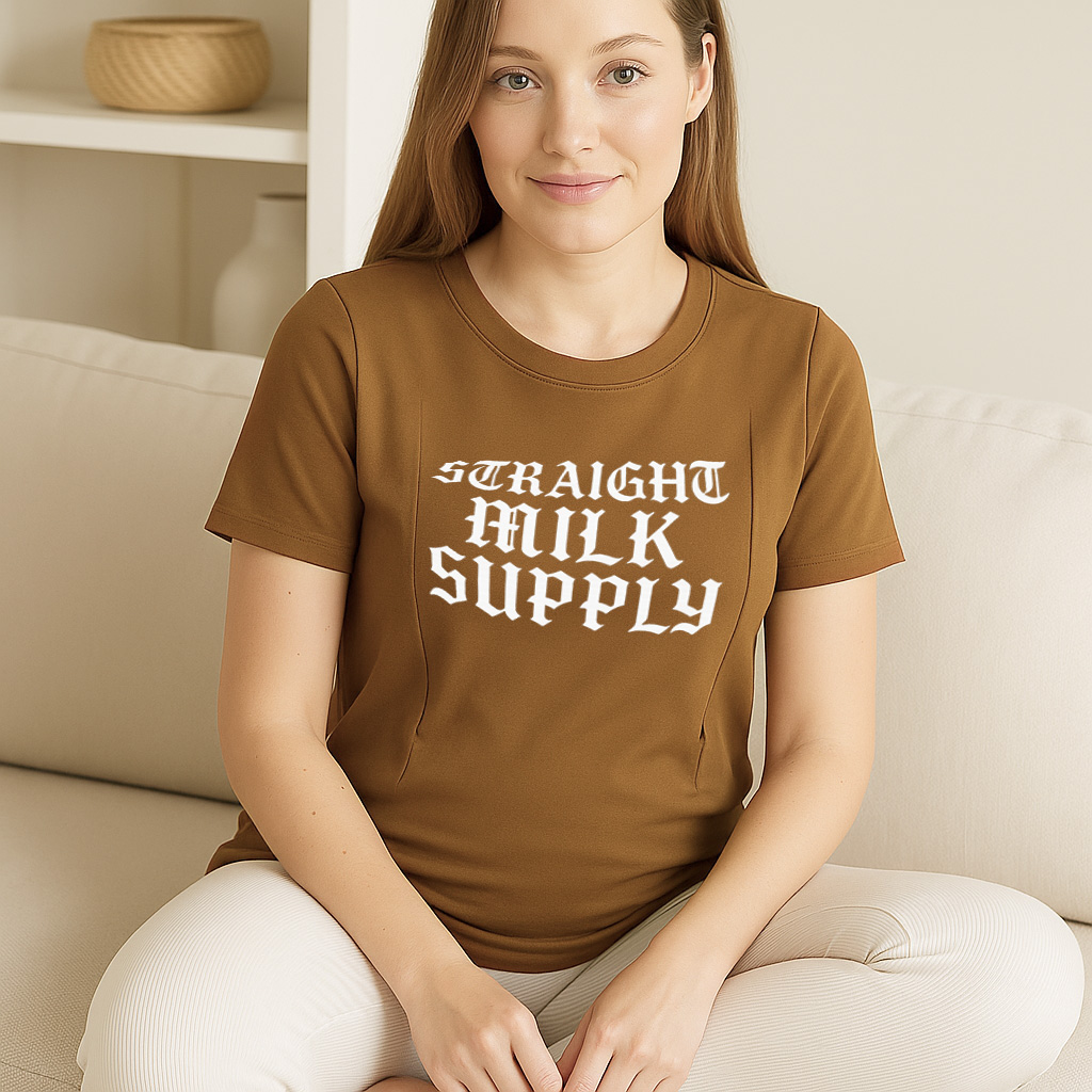 "Straight Outta Milk Supply" Nursing Tee | Side Zippers | brand
