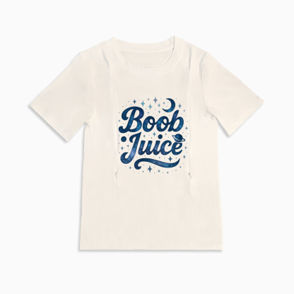 Boob Juice Nursing T-Shirt | Funny Top with Side Zippers for Breastfeeding