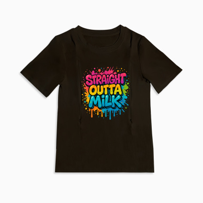 Straight Outta Milk Zipper Nursing T-Shirt | Funny Breastfeeding Top