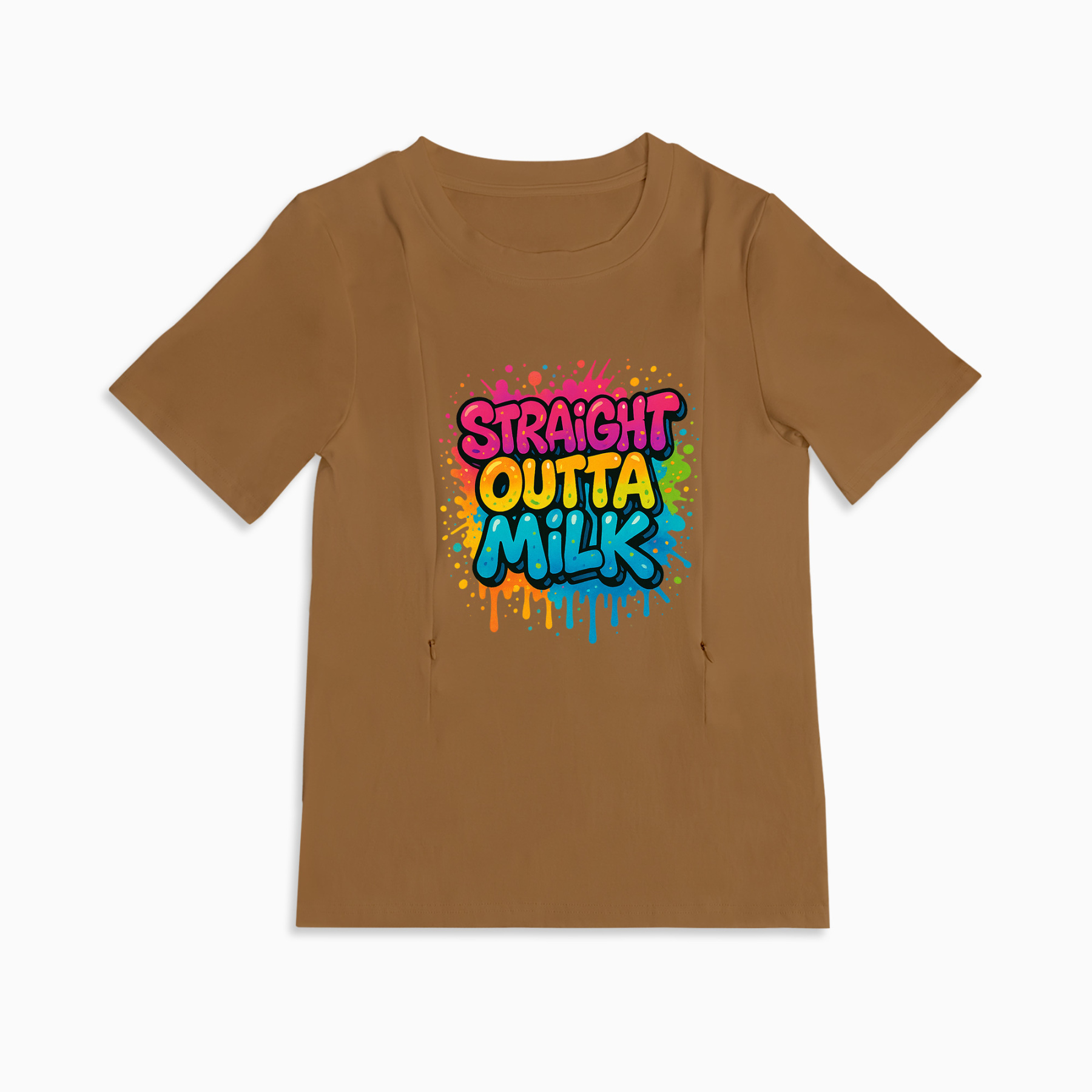 Straight Outta Milk Zipper Nursing T-Shirt | Funny Breastfeeding Top