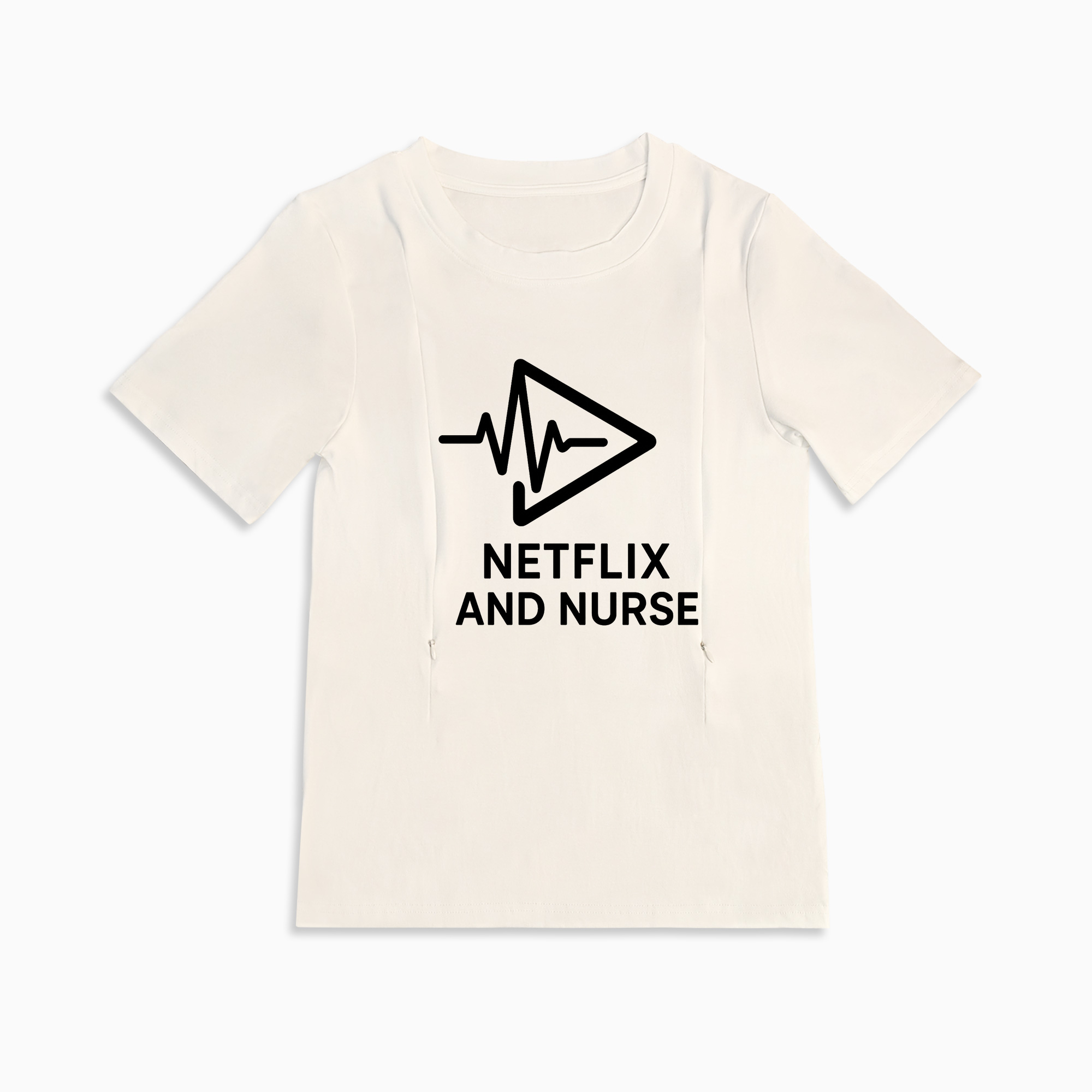 Netflix and Nurse Zipper Nursing T-Shirt | Soft Cotton Breastfeeding Top