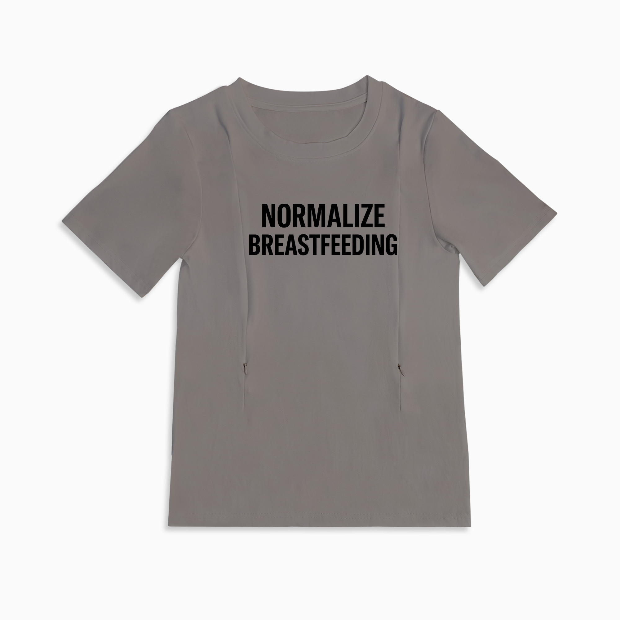 Breastfeeding Mama" Zipper Nursing T-Shirt | Soft Cotton Side-Zip Top