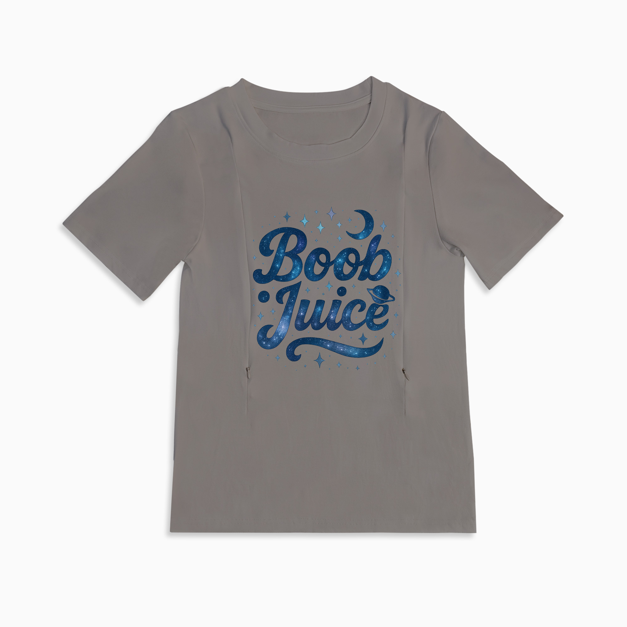 Boob Juice Nursing T-Shirt | Funny Top with Side Zippers for Breastfeeding