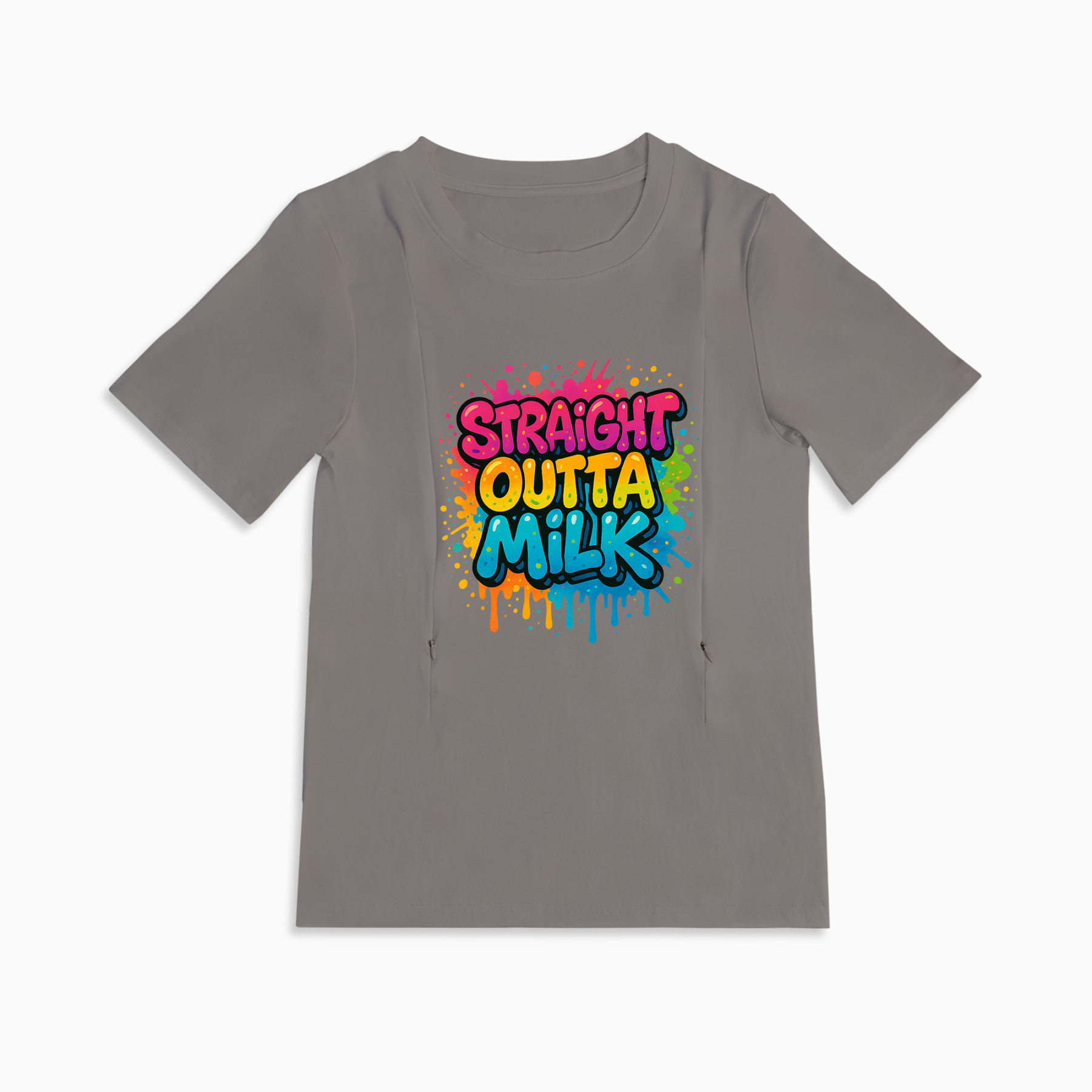 Straight Outta Milk Zipper Nursing T-Shirt | Funny Breastfeeding Top