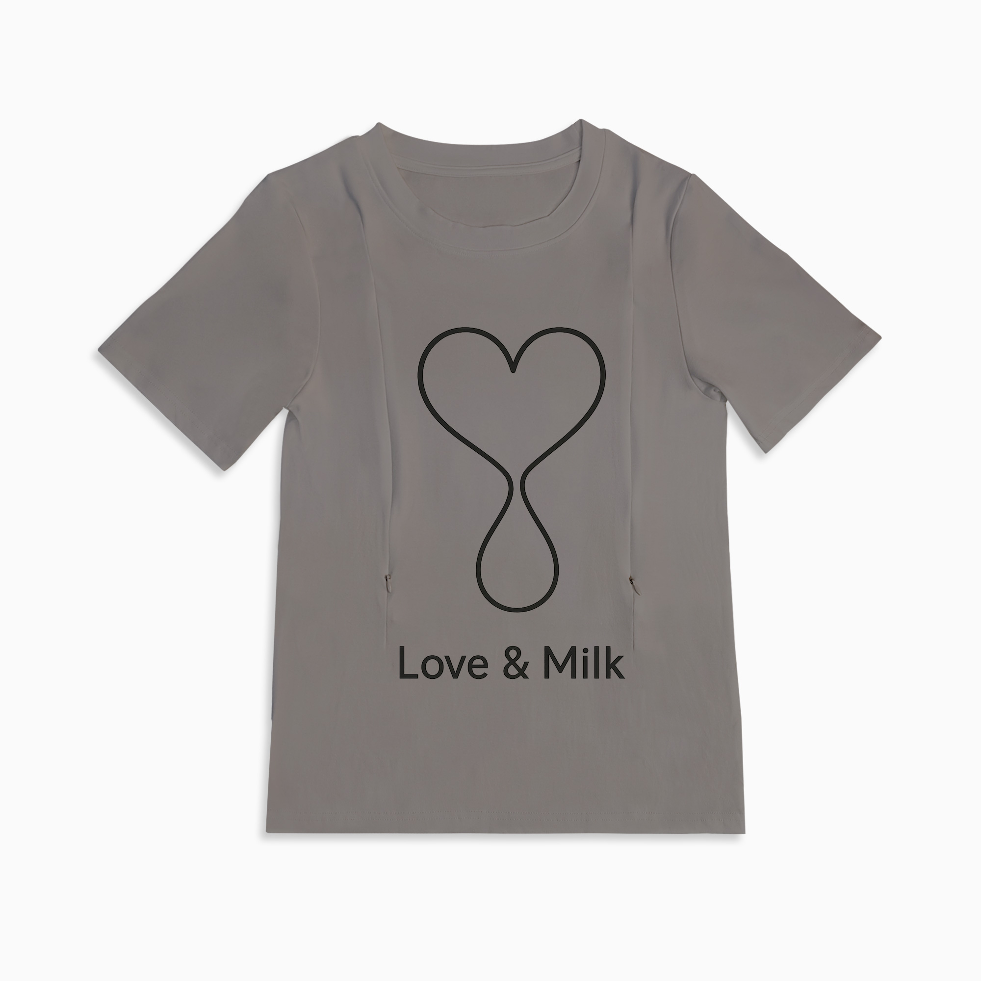 Love & Milk Zipper Nursing T-Shirt | Easy Breastfeeding Access Tee