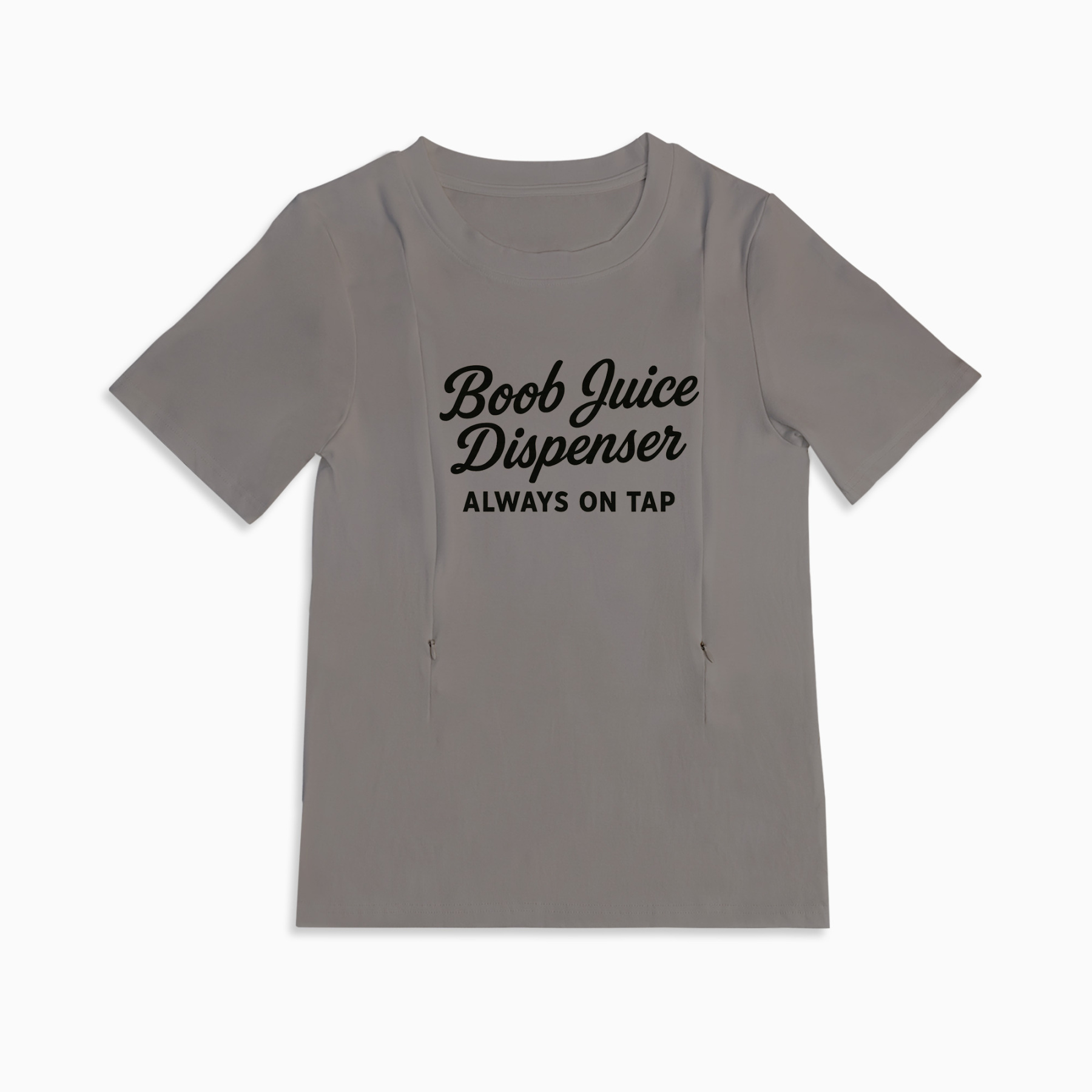 Boob Juice Dispenser Nursing Tee | Side Zipper Breastfeeding Shirt