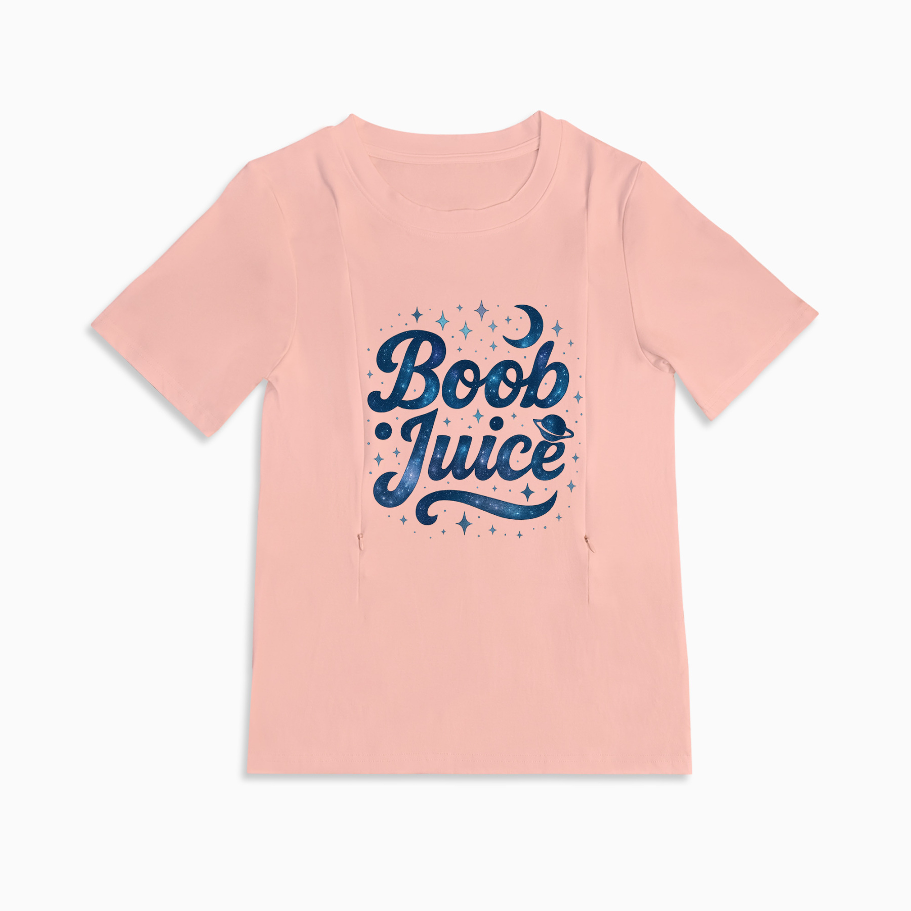 Boob Juice Nursing T-Shirt | Funny Top with Side Zippers for Breastfeeding