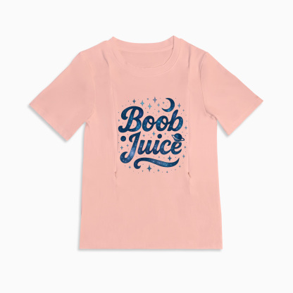 Boob Juice Nursing T-Shirt | Funny Top with Side Zippers for Breastfeeding