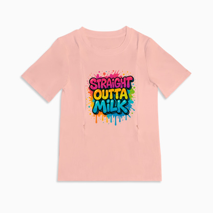 Straight Outta Milk Zipper Nursing T-Shirt | Funny Breastfeeding Top