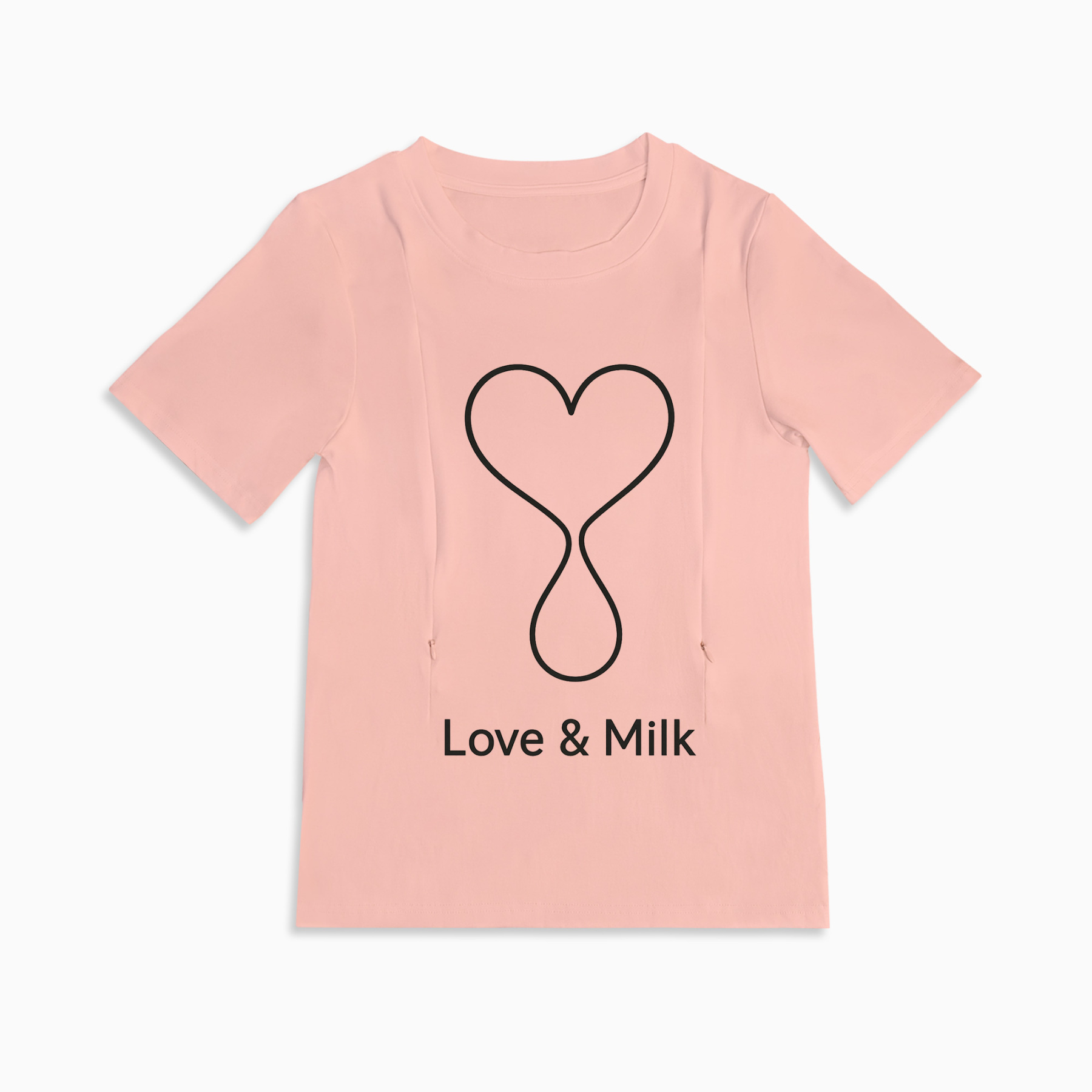Love & Milk Zipper Nursing T-Shirt | Easy Breastfeeding Access Tee
