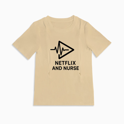 Netflix and Nurse Zipper Nursing T-Shirt | Soft Cotton Breastfeeding Top
