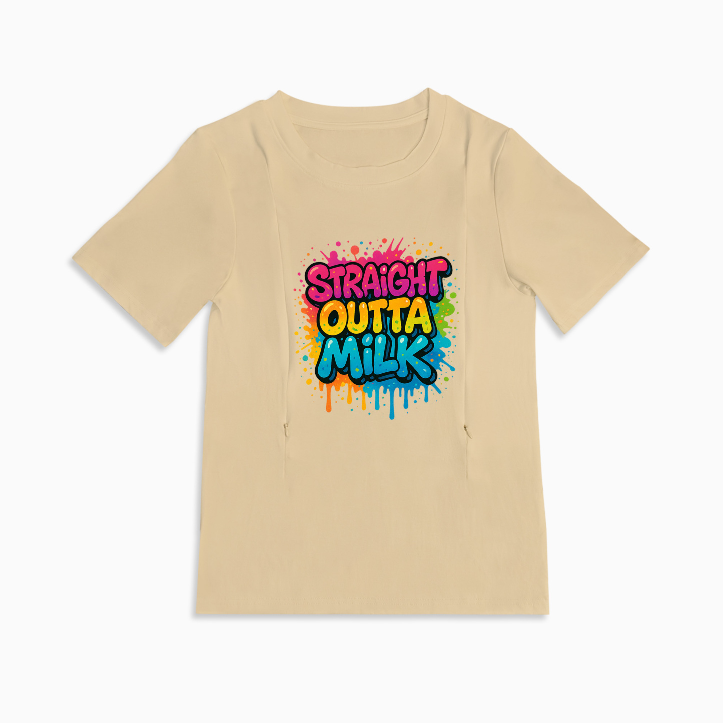 Straight Outta Milk Zipper Nursing T-Shirt | Funny Breastfeeding Top