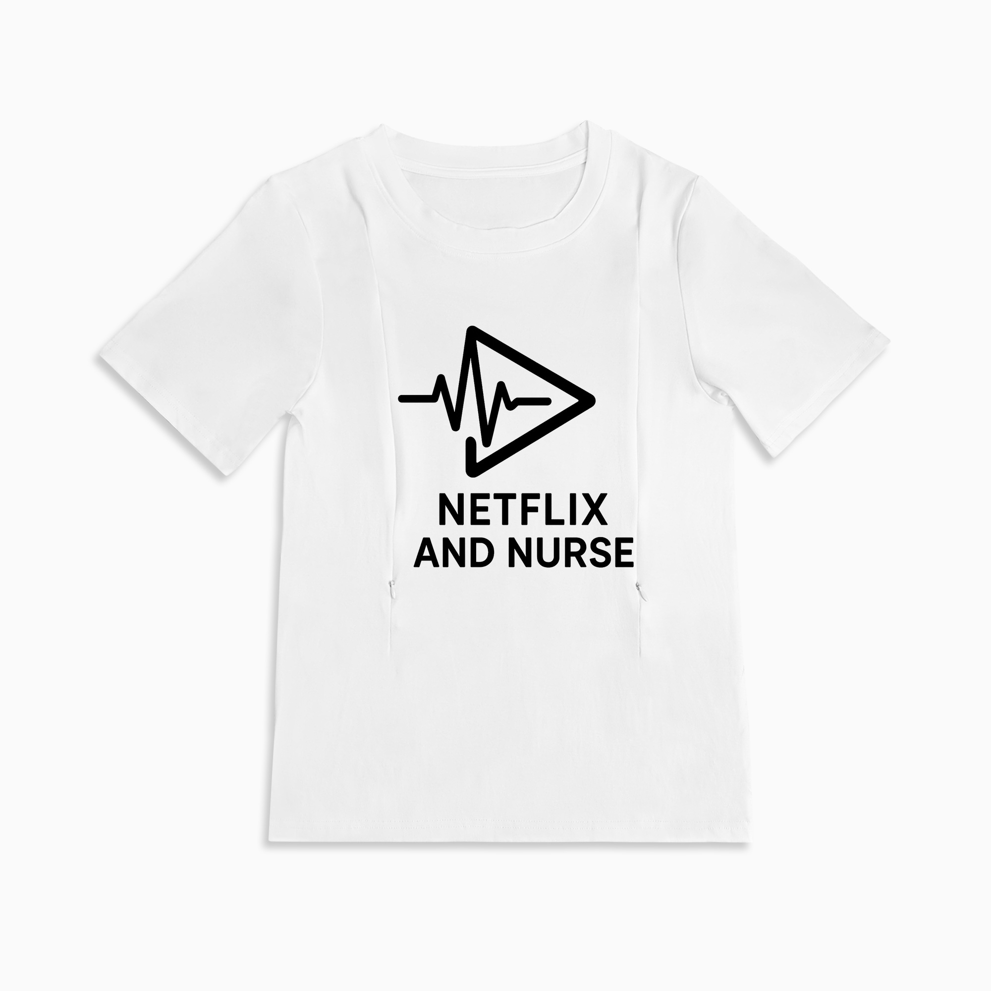 Netflix and Nurse Zipper Nursing T-Shirt | Soft Cotton Breastfeeding Top