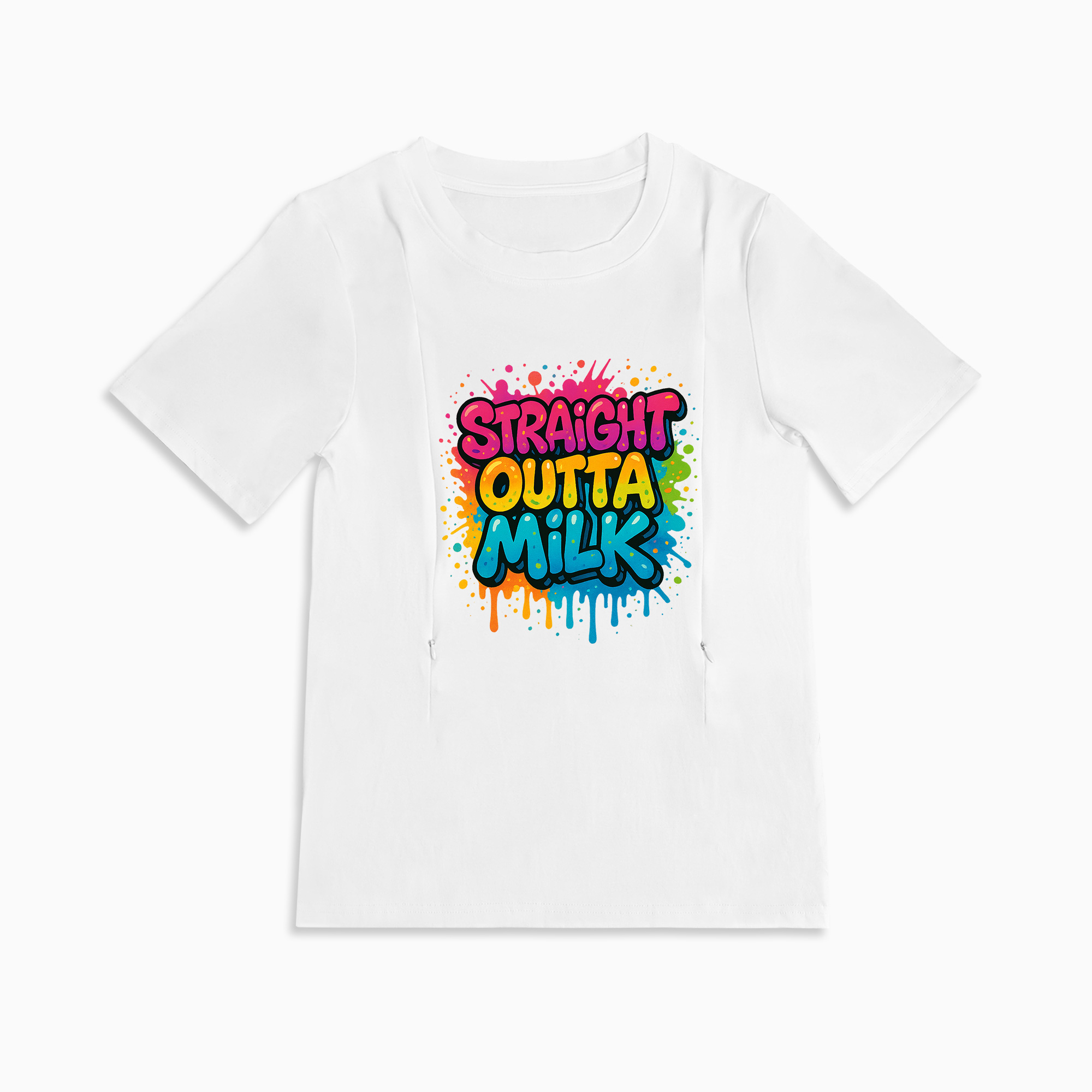 Straight Outta Milk Zipper Nursing T-Shirt | Funny Breastfeeding Top