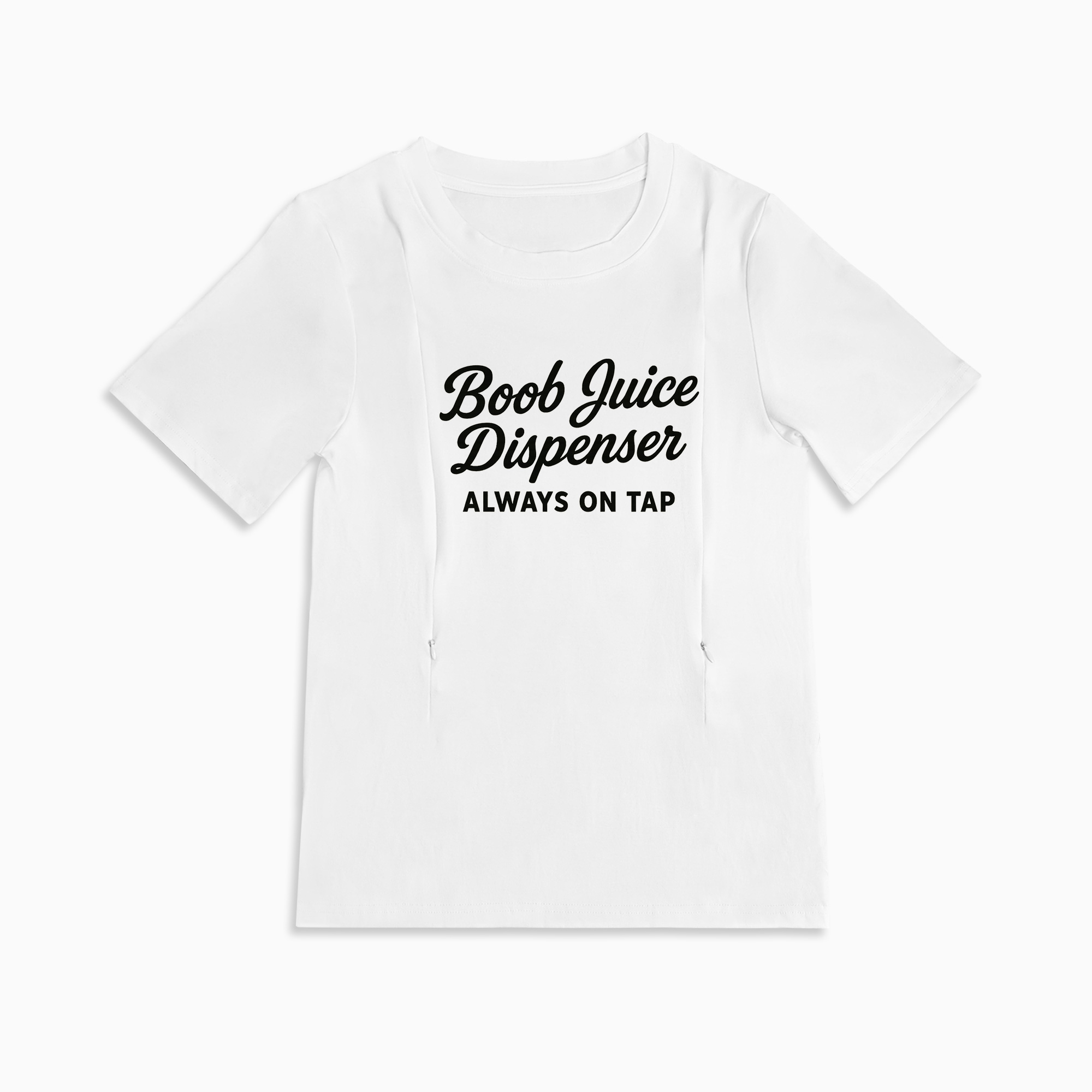 Boob Juice Dispenser Nursing Tee | Side Zipper Breastfeeding Shirt