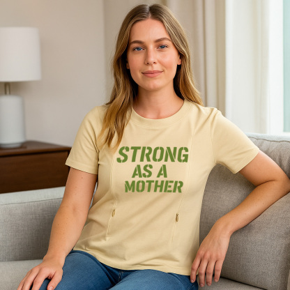 Cotton Nursing T-Shirt | Strong as a Mother | Discreet  | brand