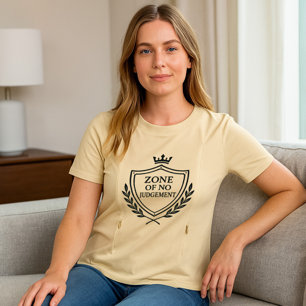 Breastfeeding T-Shirt for New Moms | "No Judgement Zone | brand