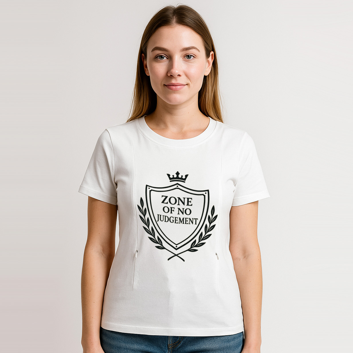 Breastfeeding T-Shirt for New Moms | "No Judgement Zone | brand