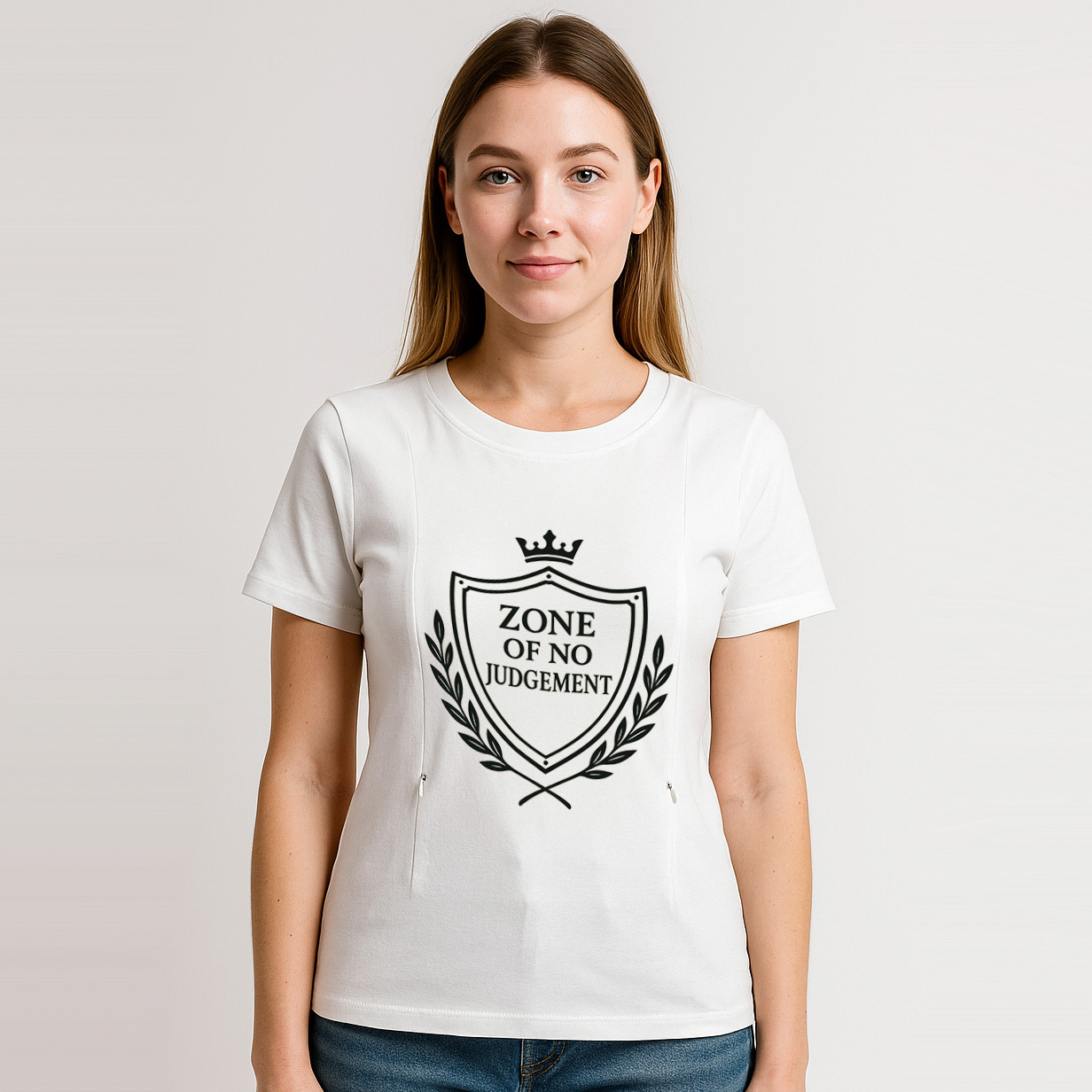 Breastfeeding T-Shirt for New Moms | "No Judgement Zone | brand