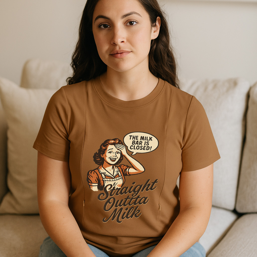 New Mom Gift | Straight Outta Milk Nursing T-Shirt with | brand