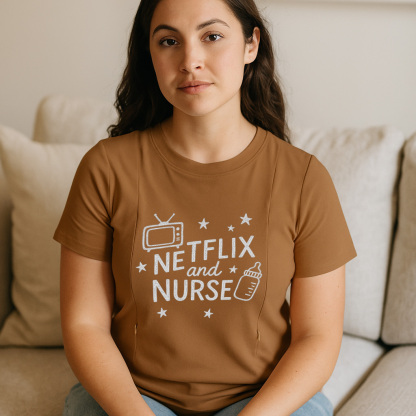 New Mom Gift | Netflix and Nurse Nursing T-Shirt with Z | brand