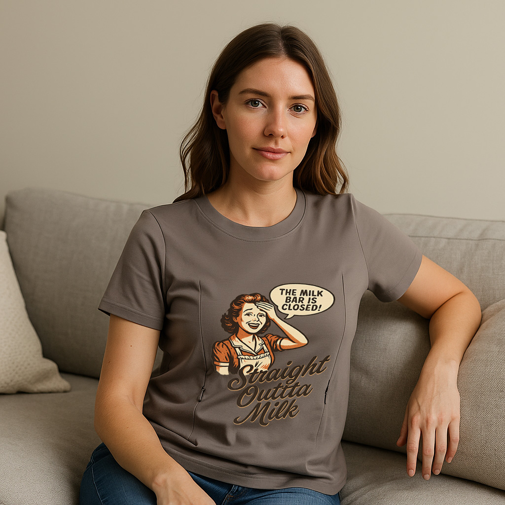 New Mom Gift | Straight Outta Milk Nursing T-Shirt with | brand