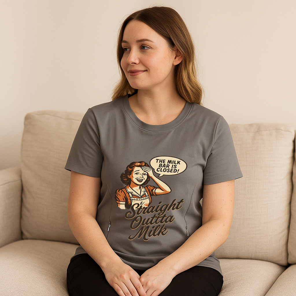 New Mom Gift | Straight Outta Milk Nursing T-Shirt with | brand