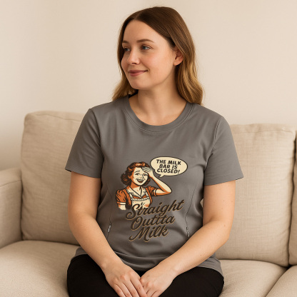 New Mom Gift | Straight Outta Milk Nursing T-Shirt with | brand