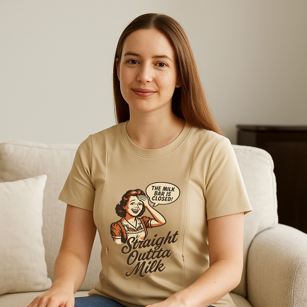New Mom Gift | Straight Outta Milk Nursing T-Shirt with | brand