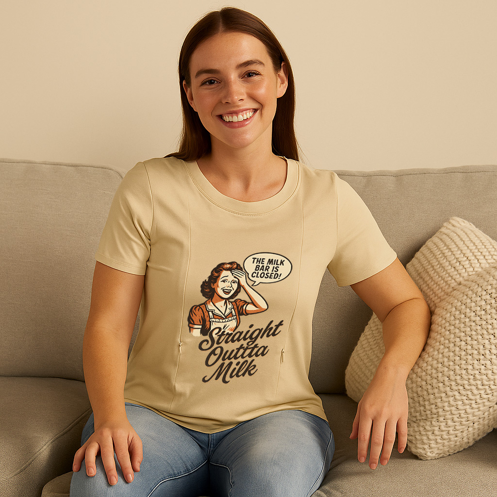 New Mom Gift | Straight Outta Milk Nursing T-Shirt with | brand