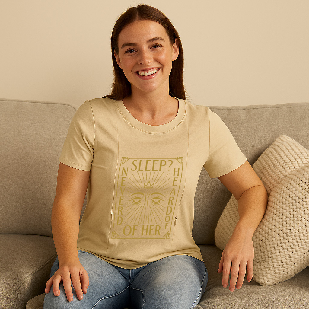 Cotton Breastfeeding Tee with Side Zippers | Funny "Tir | brand