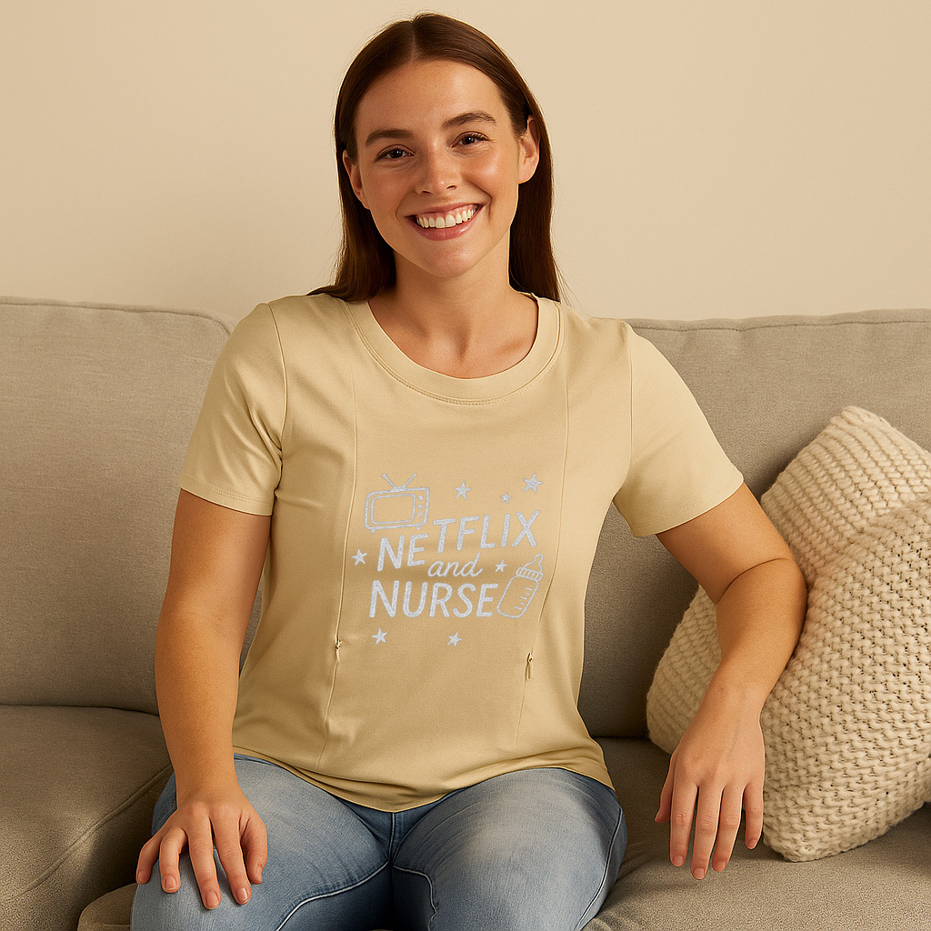 New Mom Gift | Netflix and Nurse Nursing T-Shirt with Z | brand