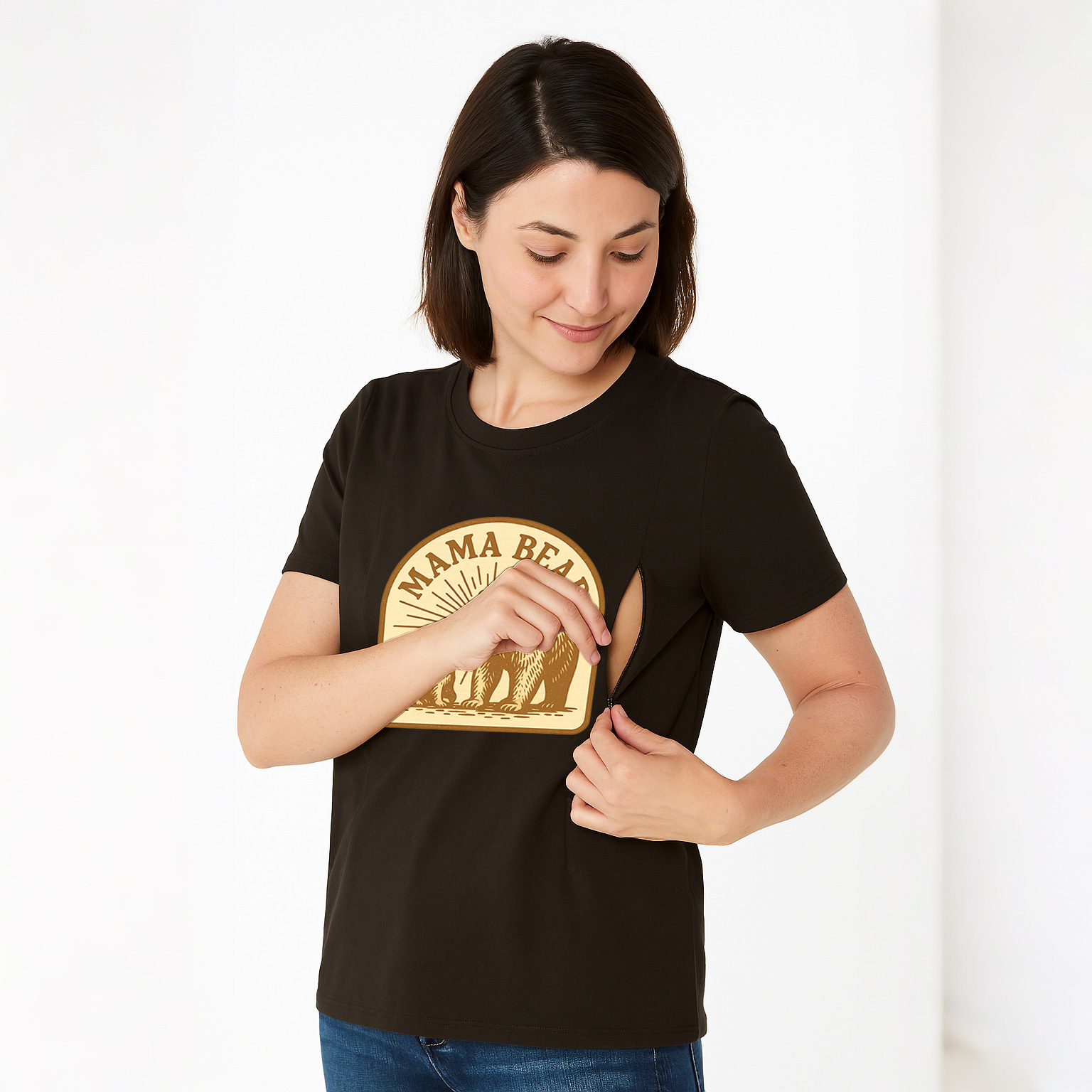 Cotton Mama Bear Nursing Shirt | Discreet Side Zip for  | brand