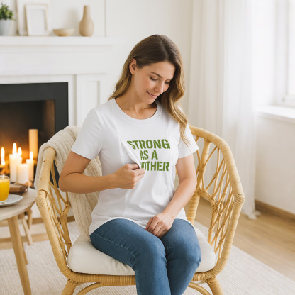 Cotton Nursing T-Shirt | Strong as a Mother | Discreet  | brand