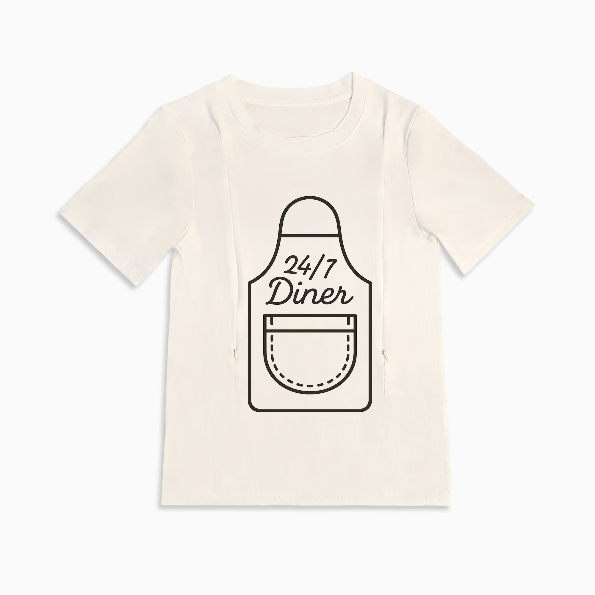 Breastfeeding T-Shirt with Zippers | 24/7 Diner | 95% Cotton