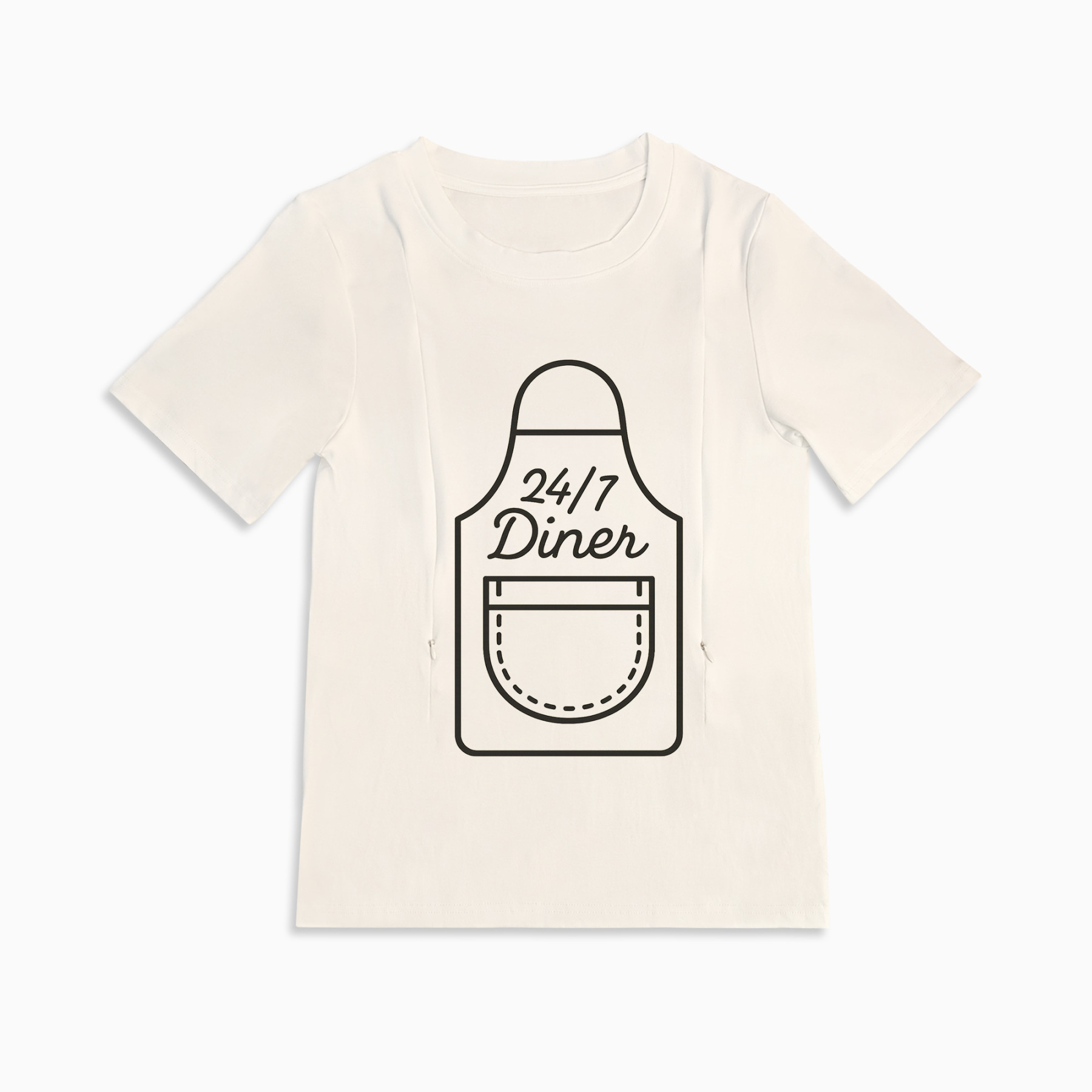 Breastfeeding T-Shirt with Zippers | 24/7 Diner | 95% Cotton