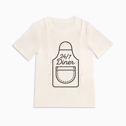 Breastfeeding T-Shirt with Zippers | 24/7 Diner | 95% Cotton