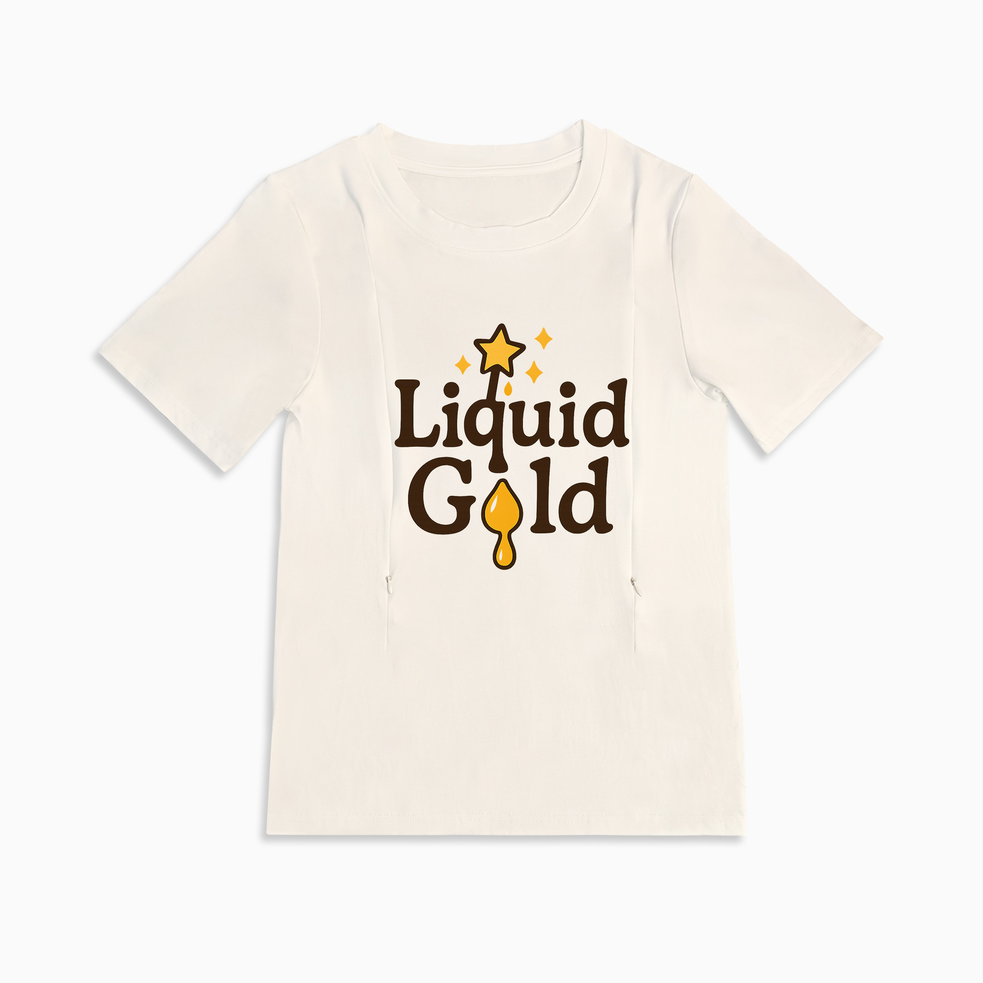 Totkeeps Mama's Liquid Gold Tee | Cotton Nursing Shirt With Zippers
