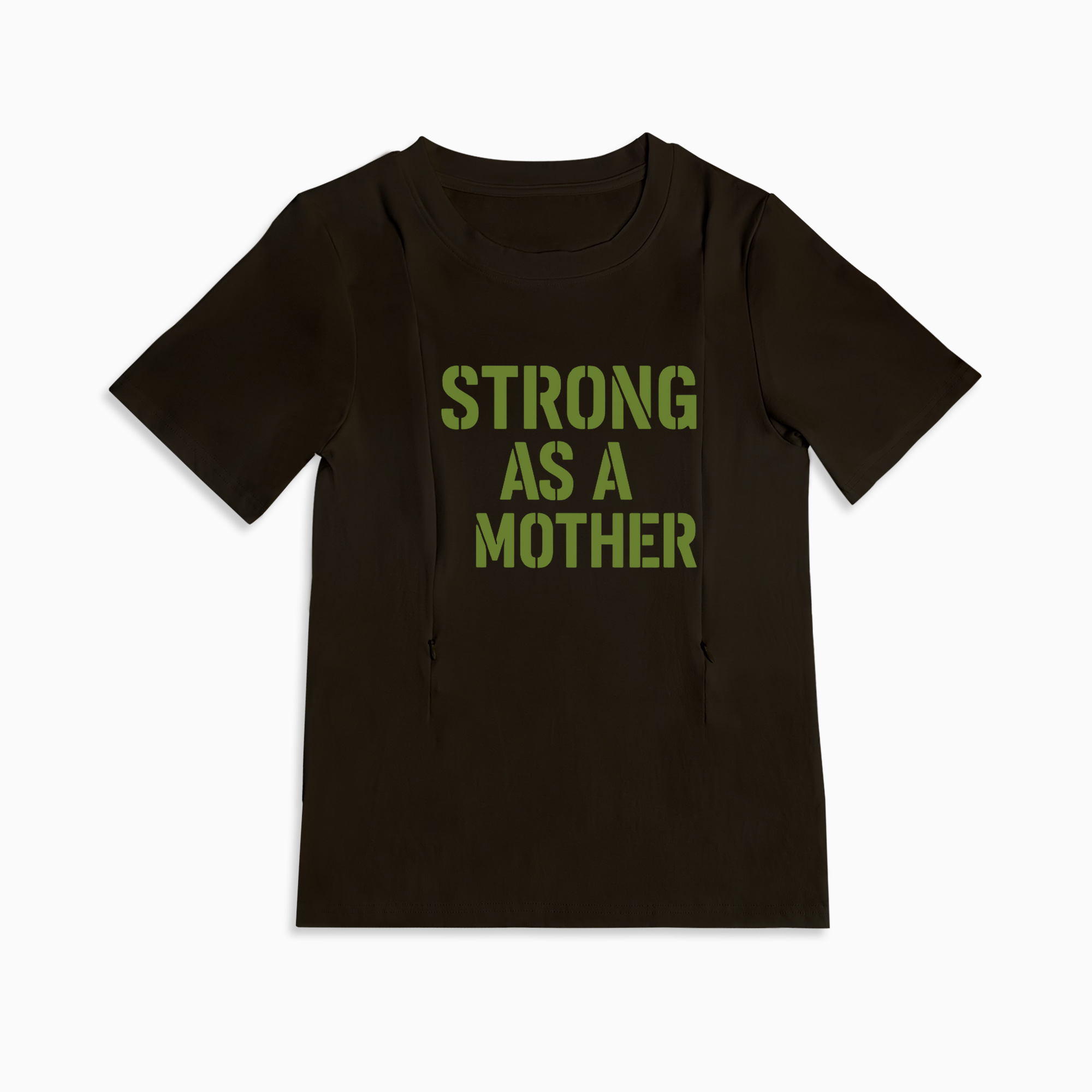 Cotton Nursing T-Shirt | Strong as a Mother | Discreet Side Zippers